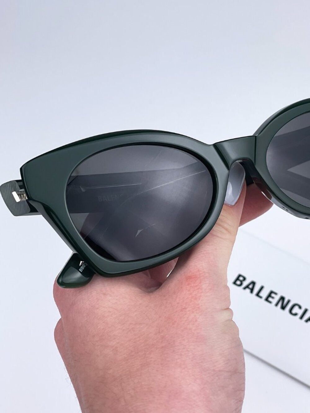 BALENCIAGA BB0230S 006 DARK GREEN GREY CAT-EYE WOMEN SUNGLASSES